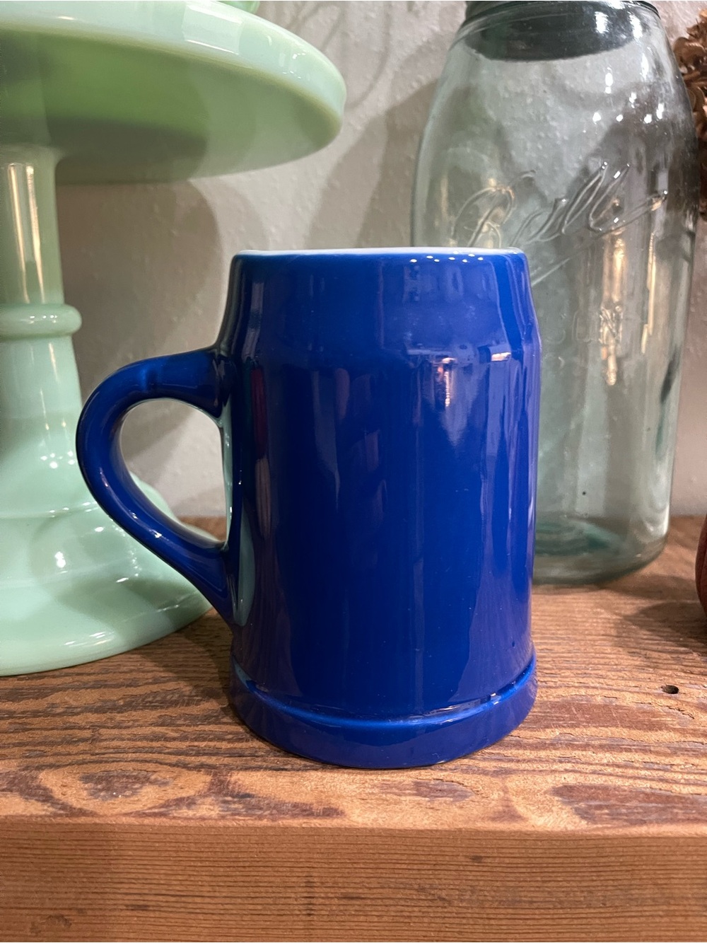 Hall Pottery Mug Stein Cobalt Blue Very Heavy